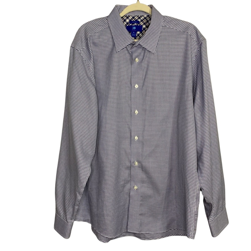Egara‎ Houndstooth Dress Shirt Non Iron Button Down Long Sleeve XL